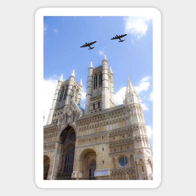 Bombers over the Cathedral Sticker by aviationart